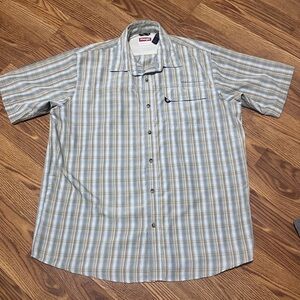 Vintage Wrangler Premium Quality Shirt Mens L Short Sleeves Plaid Button Down